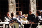 As you can see from this first shot from our 1995 trip, the sun was absolutely glorious, giving no clue at all as to the weather we would encounter during the rest of the weekend.  Clockwise around the table from the left, you can see Terry, Mark, Pierre, Alan and Jim (back to the camera).