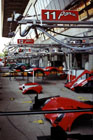 Looking along the pit-lane from the Panoz pits.....