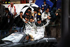 Guy Smith, Stephane Ortelli and Martin Brundle accept their ovation during the driver parade.