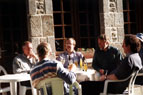 As you can see from this first shot from our 1995 trip, the sun was absolutely glorious, giving no clue at all as to the weather we would encounter during the rest of the weekend. Clockwise around the table from the left, you can see Terry, Mark, Pierre, Alan and Jim (back to the camera).