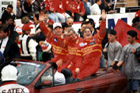 Massimiliano Papis, Giampiero Moretti and (a very happy) Didier Theys.  Moretti Racing Ferrari 333SP No. 3.  Qualified 9th by Theys.