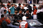 Eric van de Poele, Riccardo Patrese and Aguri Suzuki.  Nissan R390 No. 22.  Qualified 3rd by van de Poele.