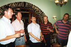 For me, the Tourists' rendition of "Swing Low, Sweet Chariot" was without doubt one of the highlights of the evening - and what's more, I have it all on video for future blackmail purposes.  Here, from left to right,  John, Alan, Martin, Richard and Peter give it some welly......