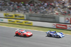 The fast Prodrive Ferrari #65 of Rydell, Turner and Le Mans debutant McRae is able to give the #32 Intersport Lola of Binne, Field and Sutherland a hard time.  