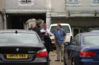 Chief Tourist Ian discusses the morning's game plan with John (left) and Martyn (right).  Alan is just leaving the hotel in the background