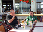 Phil drinks his beer through the longest straw he could find in Cancale.......