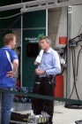 One time racer Tiff Needell outside the #87 Drayson Racing pit.  The Aston Martin running in GT2 for Drayson, Cocker and Franchitti.  Qualified 46th.