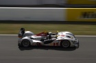 Just possibly my best on-track photo of the weekend.  Allan McNish in the #1 Audi - note the absence of position lights - Allan is out of the top three....